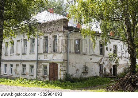 Tutayev, Yaroslavl Oblast / Russia - July29 2020: Residential Two-story Merchant Houses Tutaev
