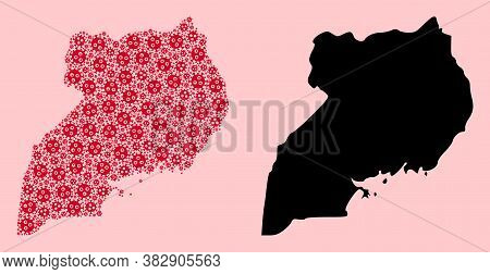 Vector Outbreak Mosaic And Solid Map Of Uganda. Map Of Uganda Vector Mosaic For Outbreak Campaigns A