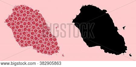 Vector Virus Mosaic And Solid Map Of Graciosa Island. Map Of Graciosa Island Vector Mosaic For Hospi