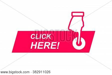 Click Here Button With Hand Pointer Clicking