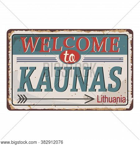 Kaunas Road Sign Isolated On White Background.