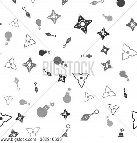 Set Japanese Ninja Shuriken, Japanese Ninja Shuriken, Japanese Ninja Shuriken And Bomb Ready To Expl