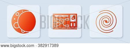 Set Futuristic Hud Interface, Moon And Black Hole. White Square Button. Vector