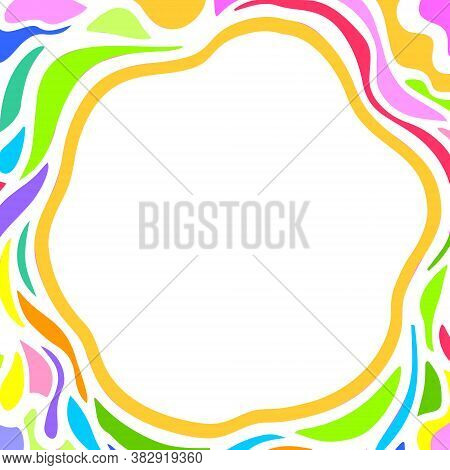 Colourful Organic Modern Square Frame. Multicoloured Bright Abstract Vector Frame. Decorative Floral