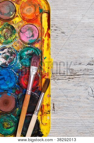 Brugt akvarel Paintbox