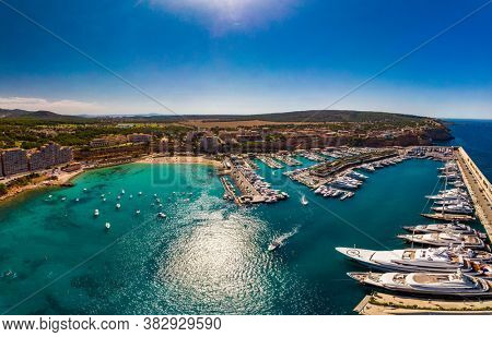 Aerial view, marina Port Adriano, El Toro, region Santa Ponca, Majorca, Balearic Islands, Spain