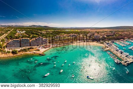 Aerial view, marina Port Adriano, El Toro, region Santa Ponca, Majorca, Balearic Islands, Spain