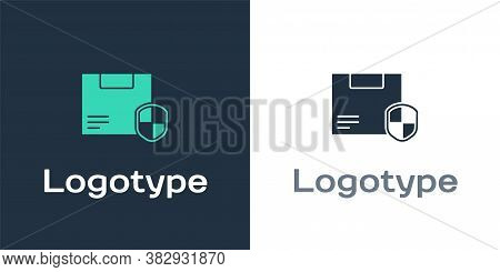 Logotype Delivery Security With Shield Icon Isolated On White Background. Delivery Insurance. Insure