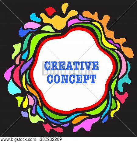 Organic Frame With Bright Colorful Abstract Blobs, Black Outlines And Blue Headline, Isolated On Bla