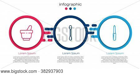 Set Line Mortar And Pestle, Cotton Swab For Ears And Nail File. Business Infographic Template. Vecto