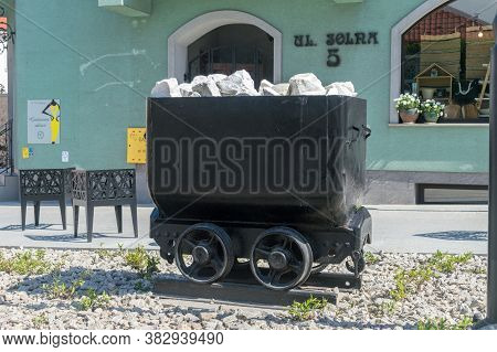 Bochnia, Poland - June 13, 2020: Black Wagon Of Salt Mine.