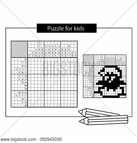 Chick. Black And White Japanese Crossword With Answer. Nonogram With Answer. Puzzle Game For Kids.