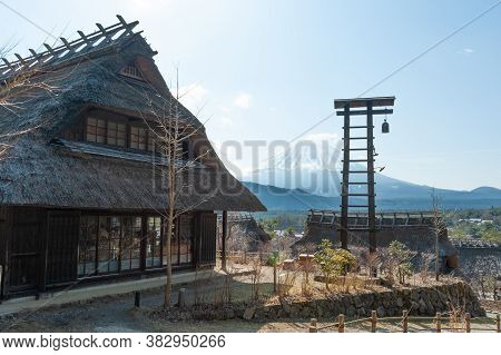 Yamanashi Prefecture, Nenba District, Standing On The Shores Of Lake Saiko, Japan - February 29, 202