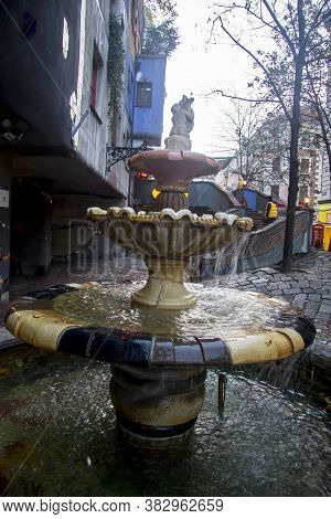 Colorful Fassade Of Hundertwasser House In Vienna Austria. 04 November 2018 Vienna Austria