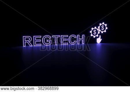 Regtech Neon Concept Self Illumination Background 3d Illustration