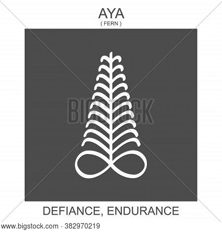 Vector Icon With African Adinkra Symbol Aya. Symbol Of Defiance And Endurance