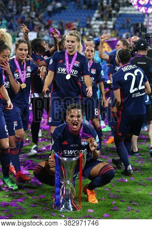 Kyiv, Ukraine - May 24, 2018: Olympique Lyonnais Players Celebrate Their Winning Of The Uefa Women C
