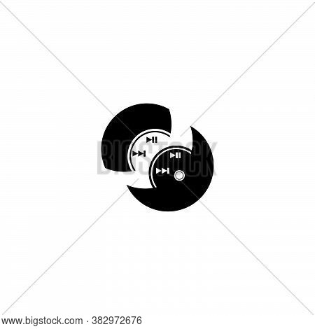 Streaming Music Startup Logo, Stylized Image Of A Music Player, Illustration In Black Using Rounded 