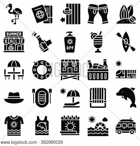 Summer Vacation Related Vector Icon Set 3, Solid Style