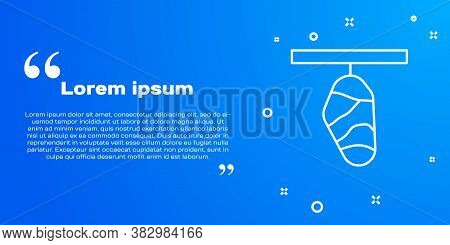 White Line Butterfly Cocoon Icon Isolated On Blue Background. Pupa Of The Butterfly. Vector