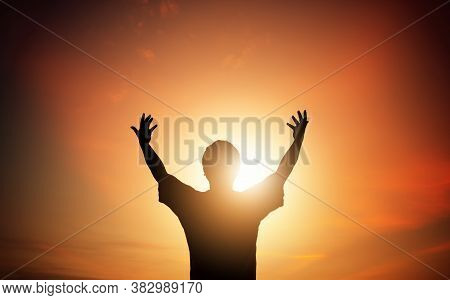 Human Hands Open Palm Up Worship. Eucharist Therapy Bless God Helping Repent Catholic Easter Lent Mi