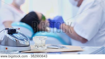 Dental Equipment Tools Dentist Medicine On Desk
