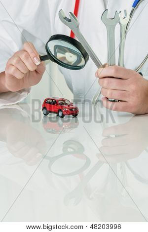 car is checked by a doctor. costs for maintenance and repair