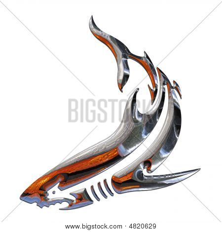 Illustration Of A Shark In Chrome
