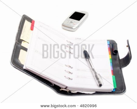 Office objekter - Pen dagbog og en mobiltelefon