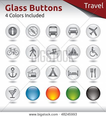 Glas Knöpfe Reisen