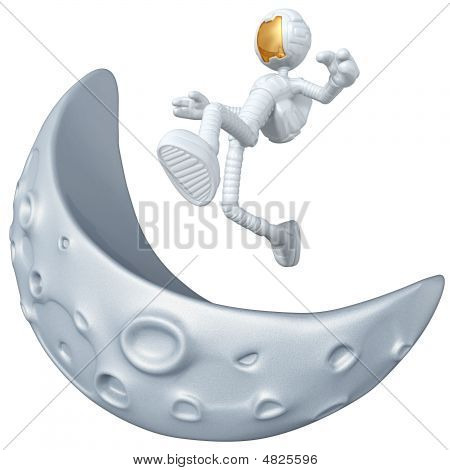 Astronauta saltando sobre a lua