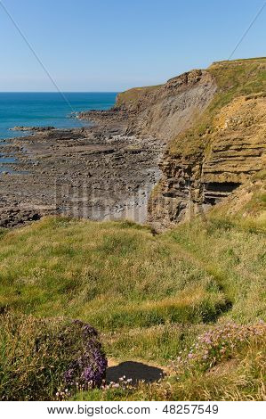 Water Cove Widemouth Bay near Bude Cornwall England UK on a beautiful sunny day