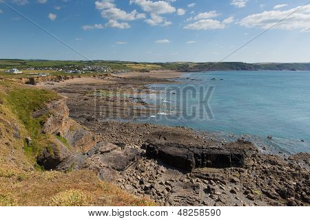Widemouth Bay near Bude Cornwall England UK on a beautiful sunny day