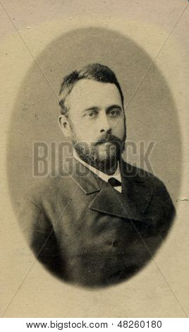 Moskwa, Rosja, około 1896: Starodawny zdjęcie, portret mężczyzny Koczkodan, około 1896