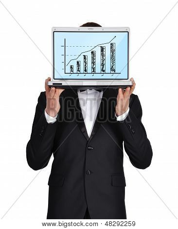 Forretningsmand holder Laptop
