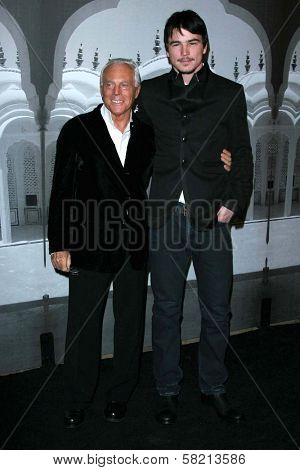 Giorgio Armani and Josh Hartnett at the Giorgio Armani Prive Show to celebrate the Oscars. Green Acres, Los Angeles, CA. 02-24-07