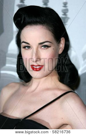 Dita Von Teese at the Giorgio Armani Prive Show to celebrate the Oscars. Green Acres, Los Angeles, CA. 02-24-07