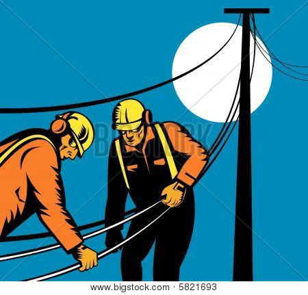 Power lineman at work