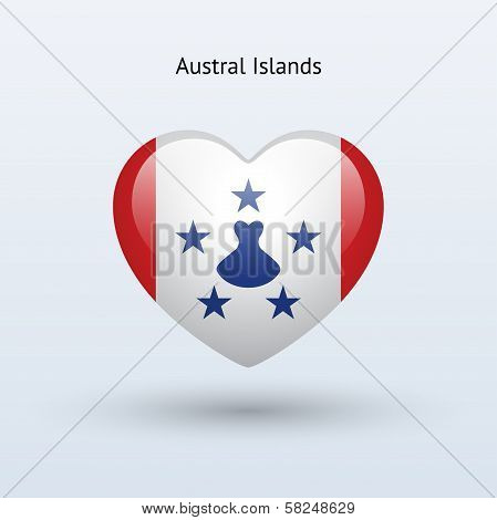 Love Austral Islands symbol. Heart flag icon.