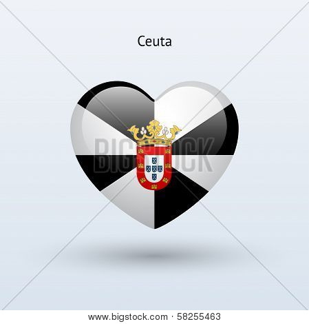 Love Ceuta symbol. Heart flag icon.