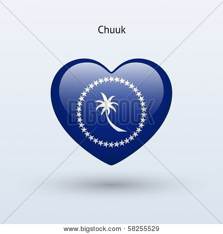 Love Chuuk symbol. Heart flag icon.