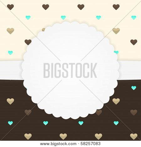 Brown And Yellow Card Template With Hearts