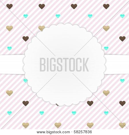 Pink Card Template With Hearts
