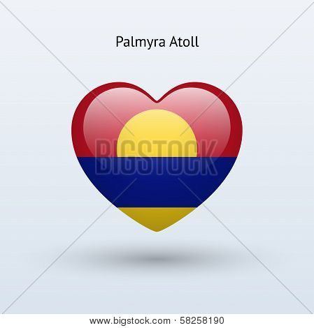 Love Palmyra Atoll symbol. Heart flag icon.