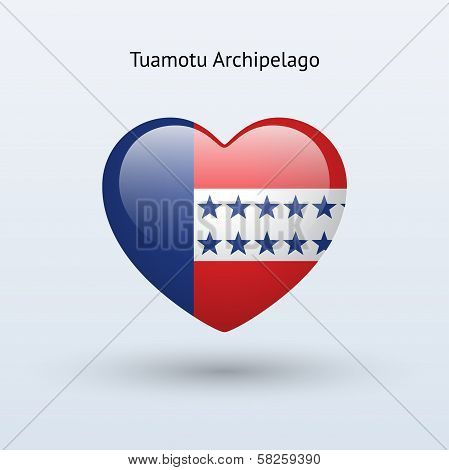 Love Tuamotu Archipelago symbol. Heart flag icon.