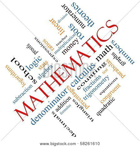 Mathematics Word Cloud Concept Angled