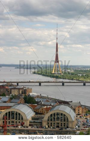 Et Luftfoto til Riga, hovedstad i Letland