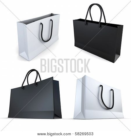 Set Of White And Black Bags