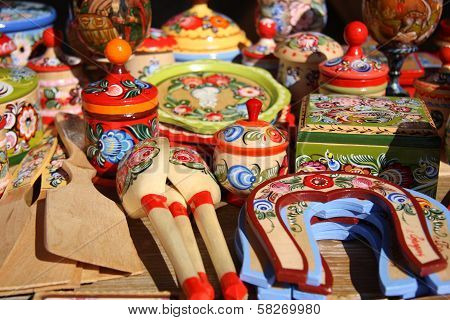 Traditional Russian wooden souvenirs
