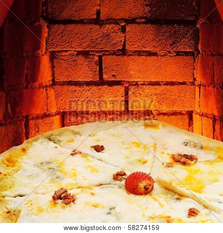 Pizza Quatro Formaggi And Hot Brick Oven